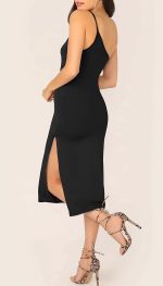Ofenbuy Women's One Shoulder Bodycon Dress Spaghetti Strap Split Party Cocktail Dress - Image 2